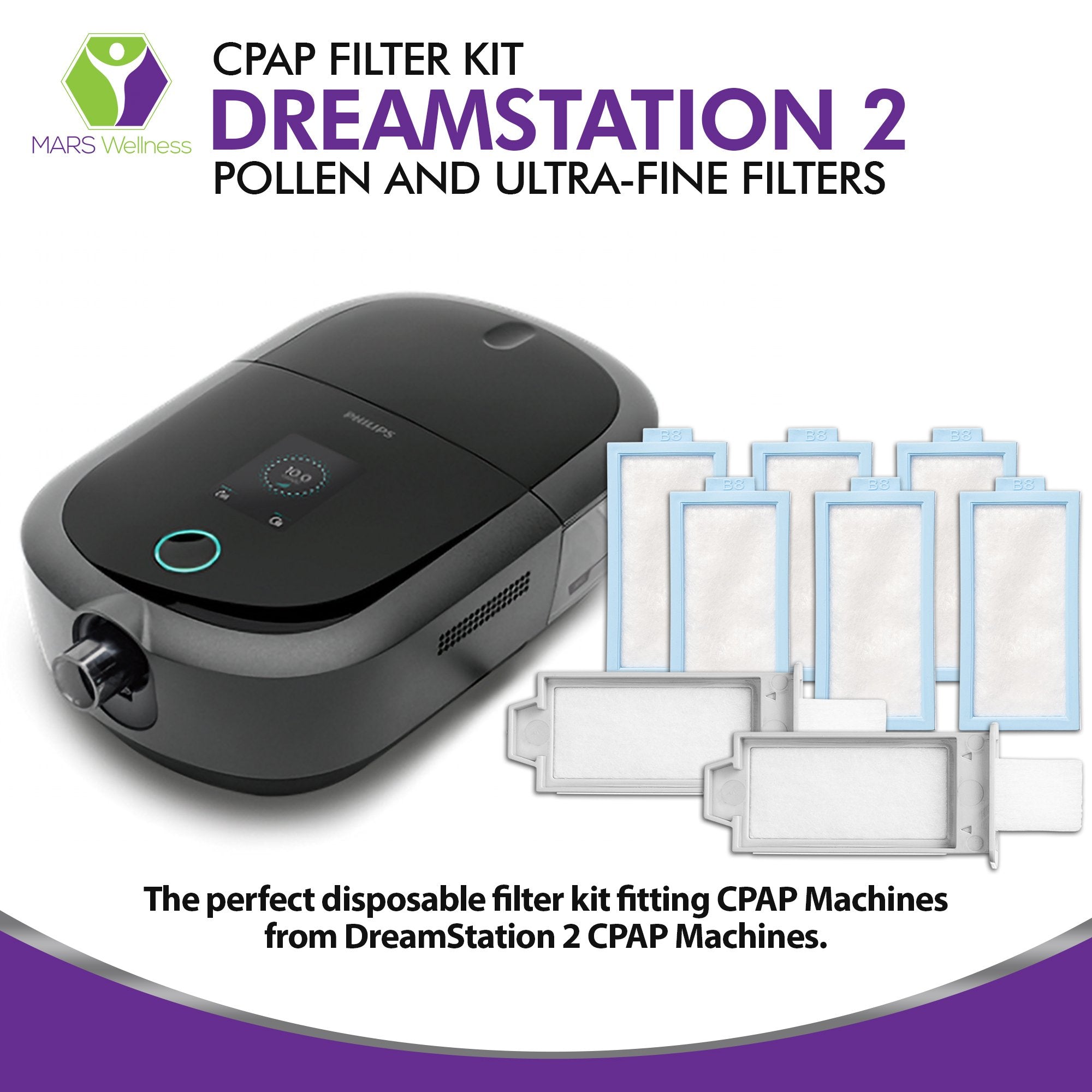 DreamStation 2 Filter Kit, Replacement Filters, Reusable Pollen Filters, and Disposable Ultra-Fine Filters Kit for Dream Station 2 CPAP Machine